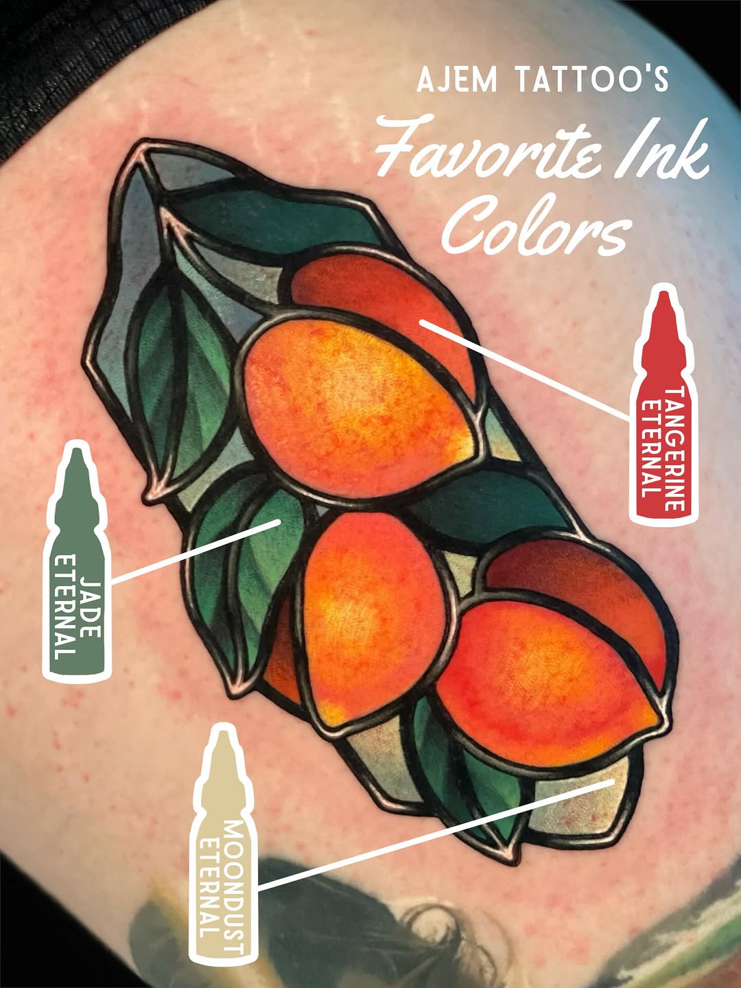 Bold neo-traditional peach cluster with vivid gradient shading