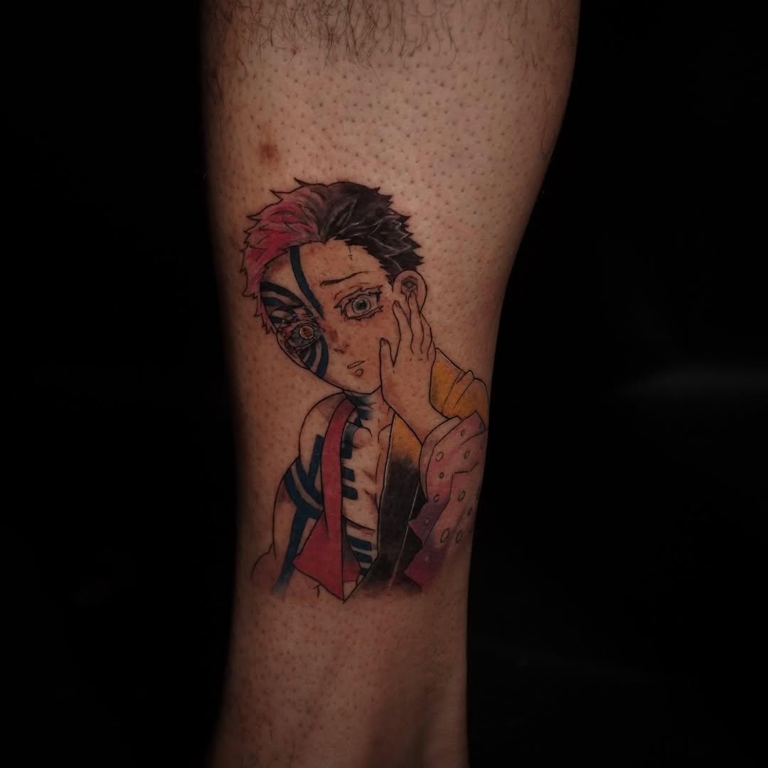 Vivid anime-style Tanjiro portrait with bold colors