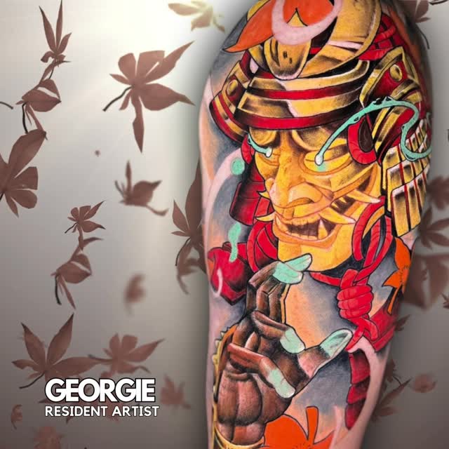 Colorful warrior tattoo