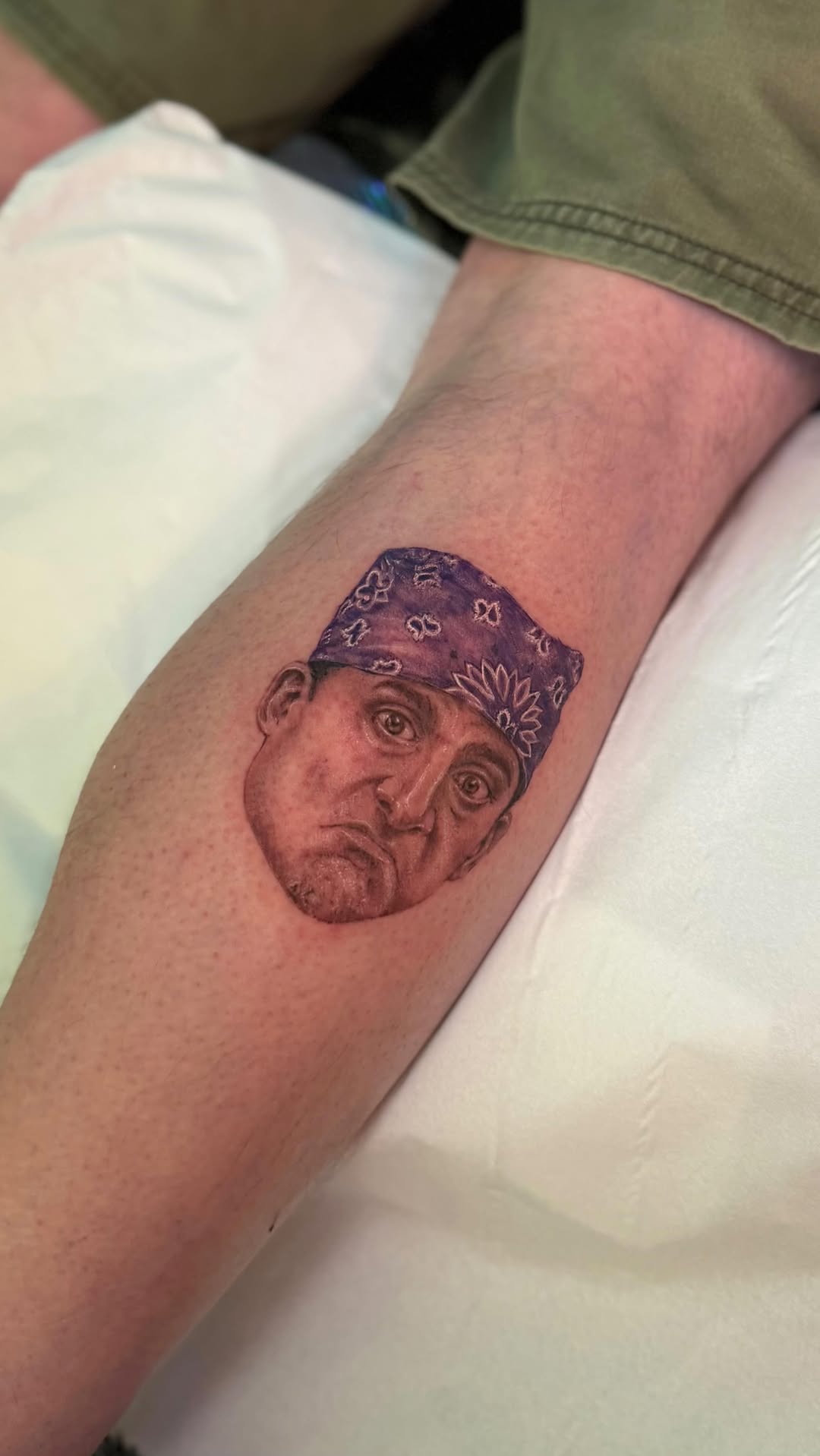 Hyperreal Prison Mike portrait with purple bandana