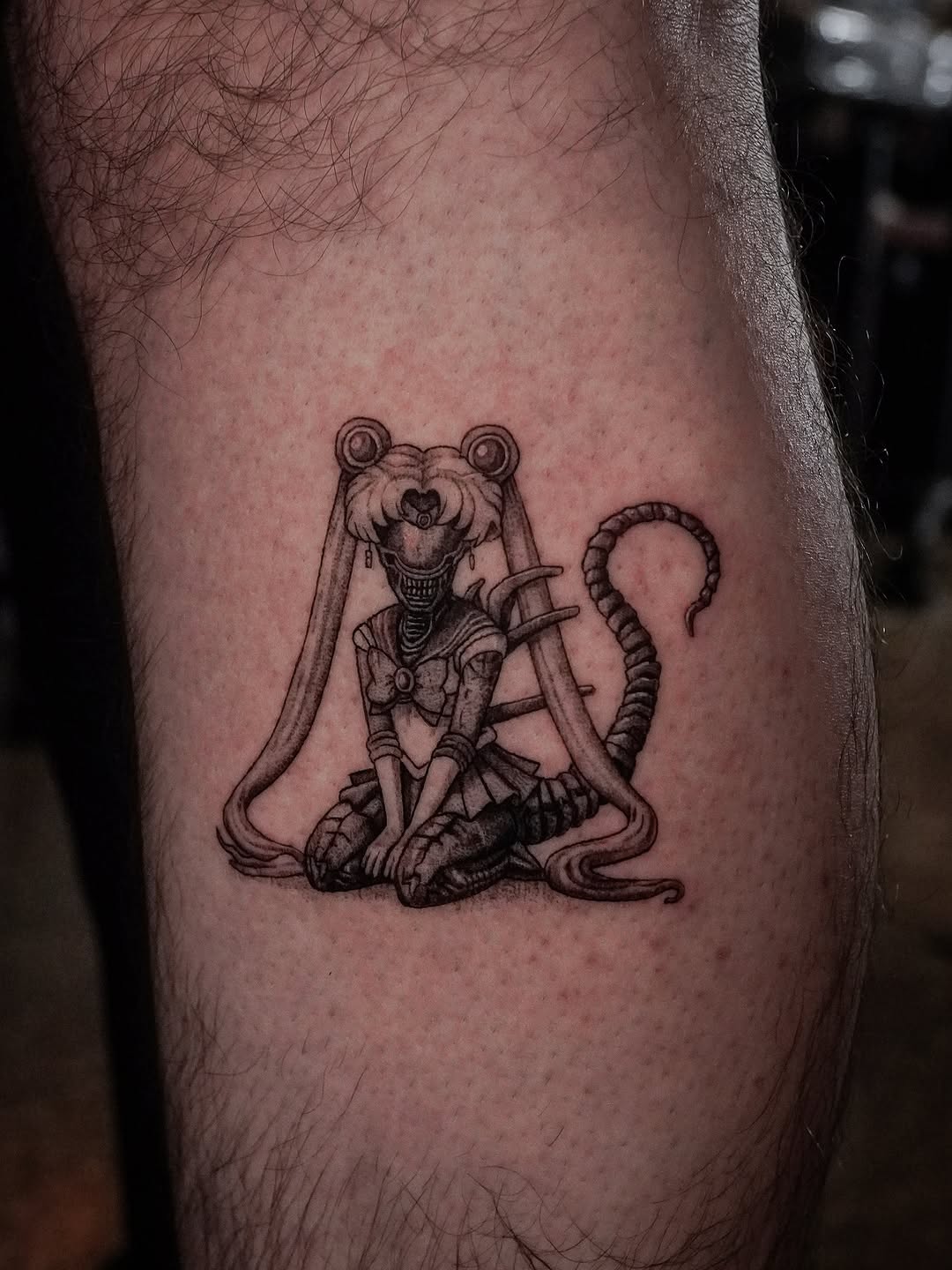 Sailor Moon-inspired xenomorph fusion, cute kneeling form