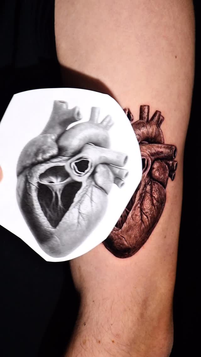 Hyper-real anatomical heart, dramatic grayscale realism