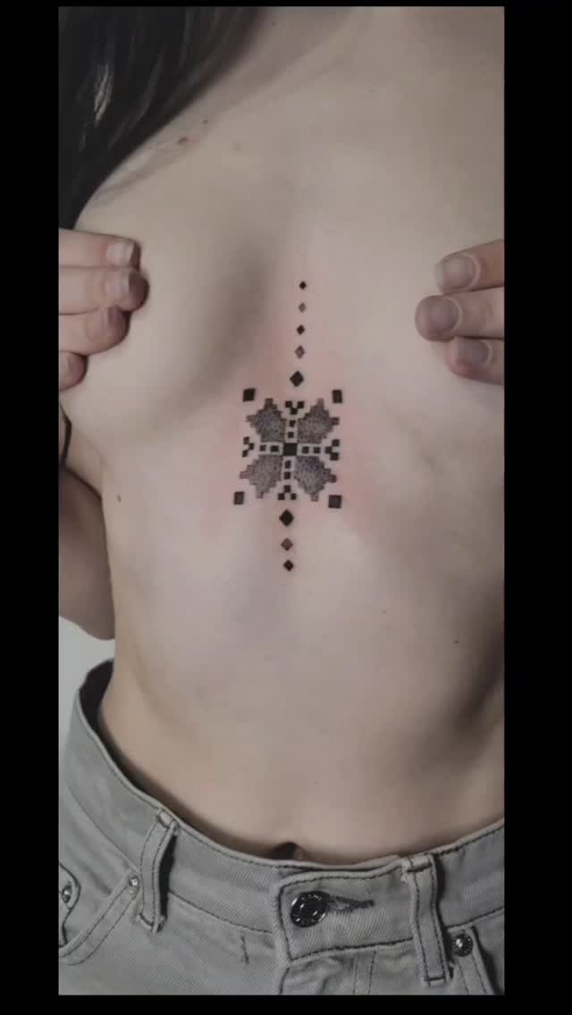 Minimalist pixel butterfly centerpiece with geometric diamonds