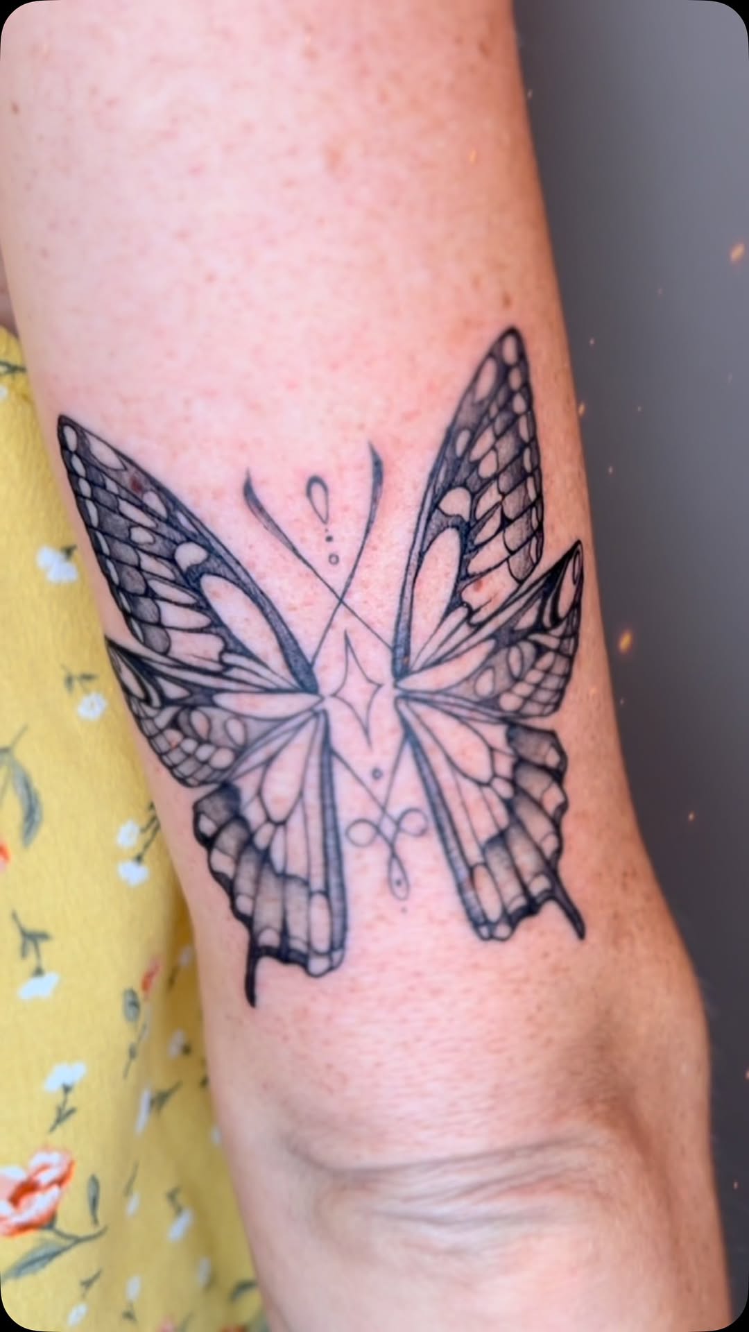 Surreal butterfly with delicate geometric linework
