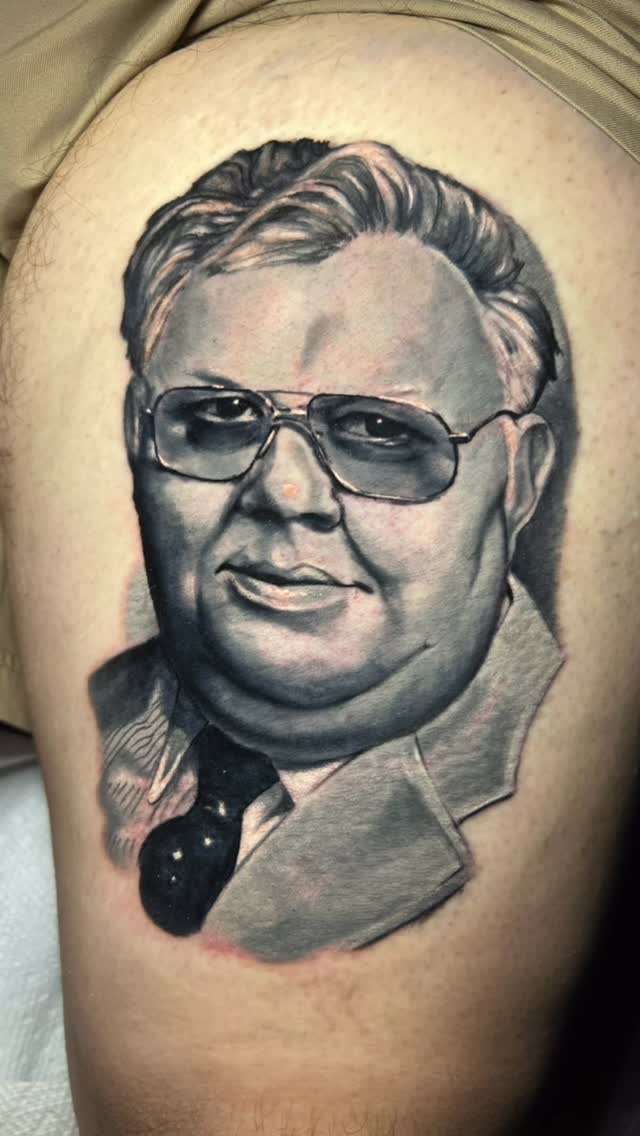 Hyper-realistic grayscale portrait of a grandpa.