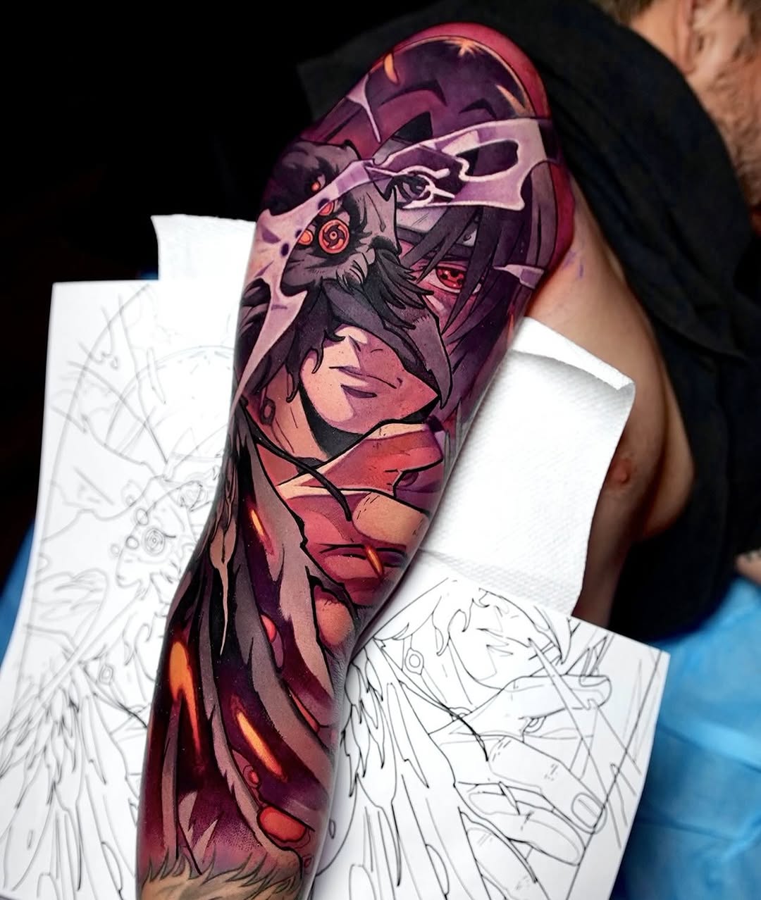 Vivid Itachi sleeve in bold purple-black palette
