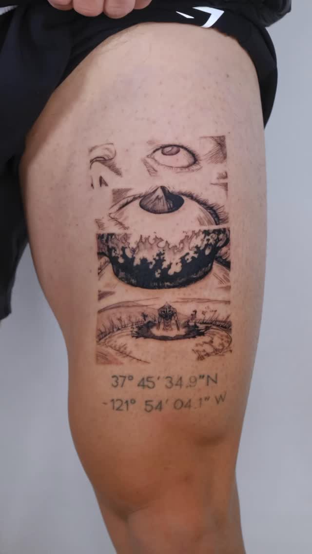 Stacked illustrative panels with waves, horizon, and lone figure