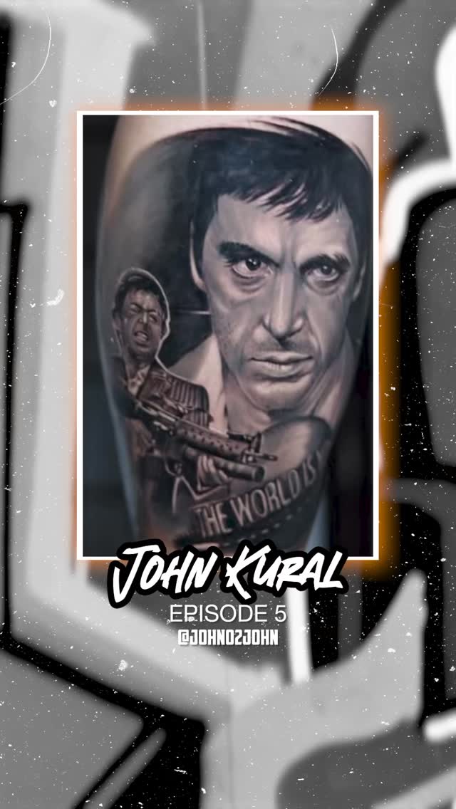 Hyper-real grayscale portrait with gun, intense gaze