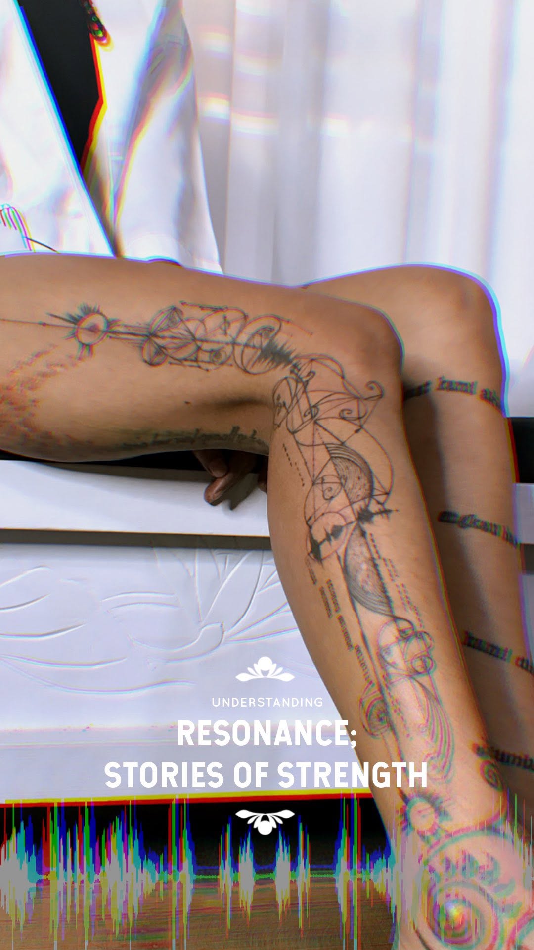 Intricate geometric linework leg sleeve on the calf