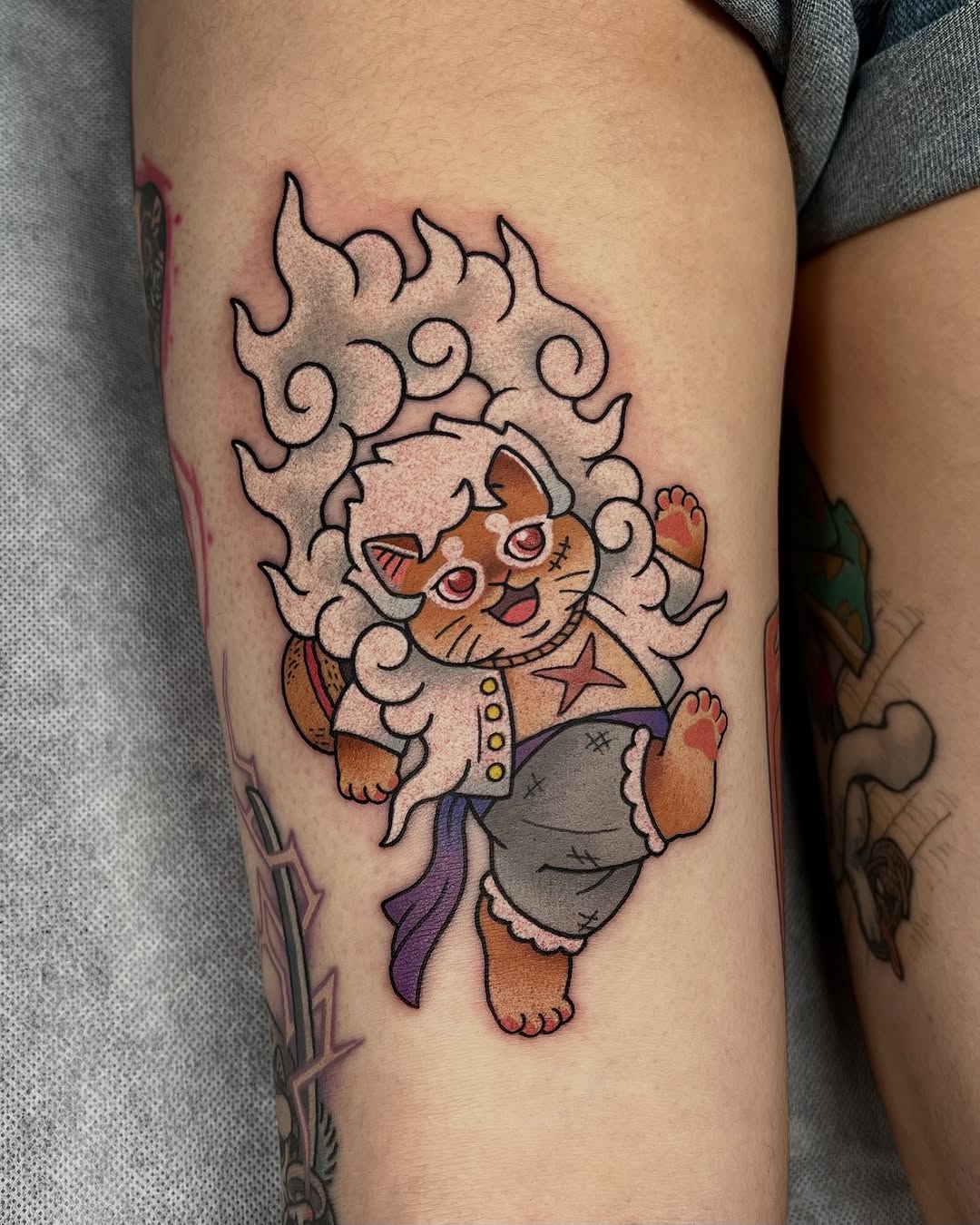 Chibi cat-demon with fluffy aura and bold lines