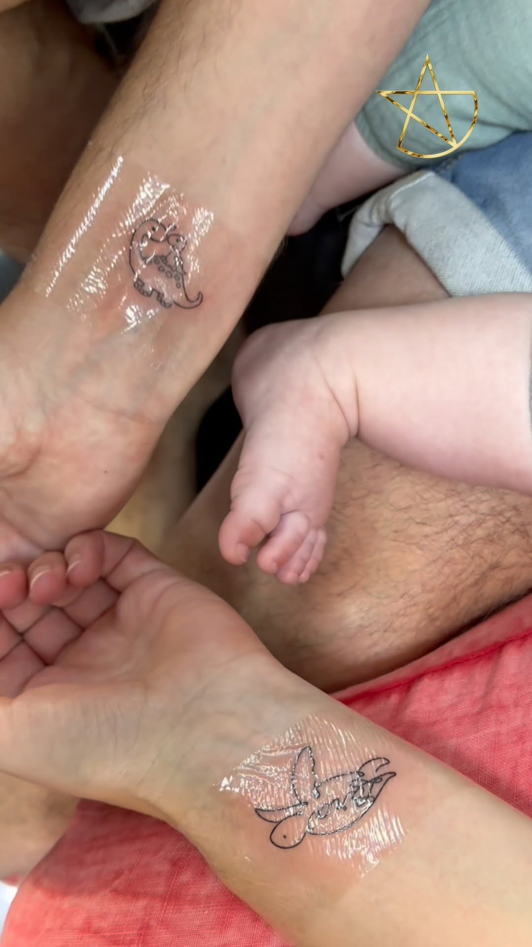 Two delicate ankle script tattoos with fine-line lettering