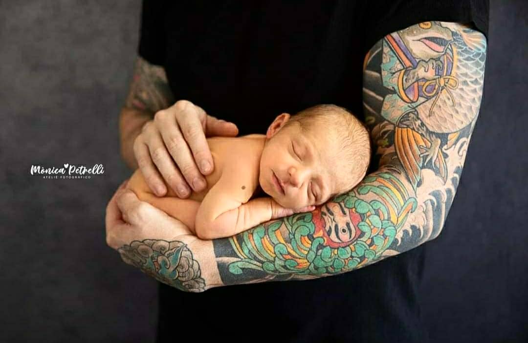 Vibrant Japanese koi with bold outlines and waves