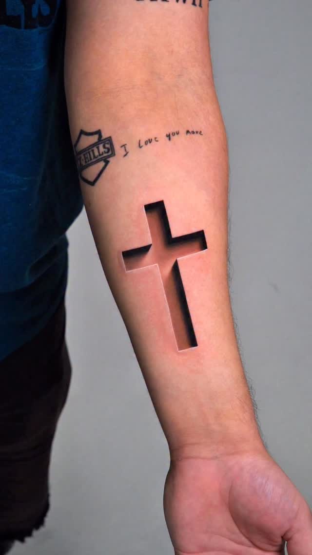 Bold 3D crucifix with negative-space cross