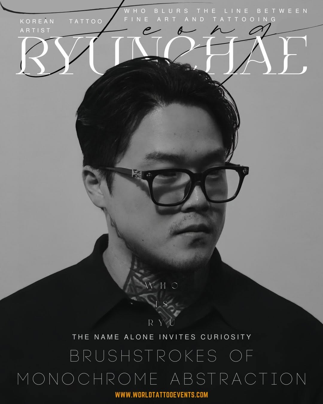 Bold geometric blackwork neck tattoo with intricate lines