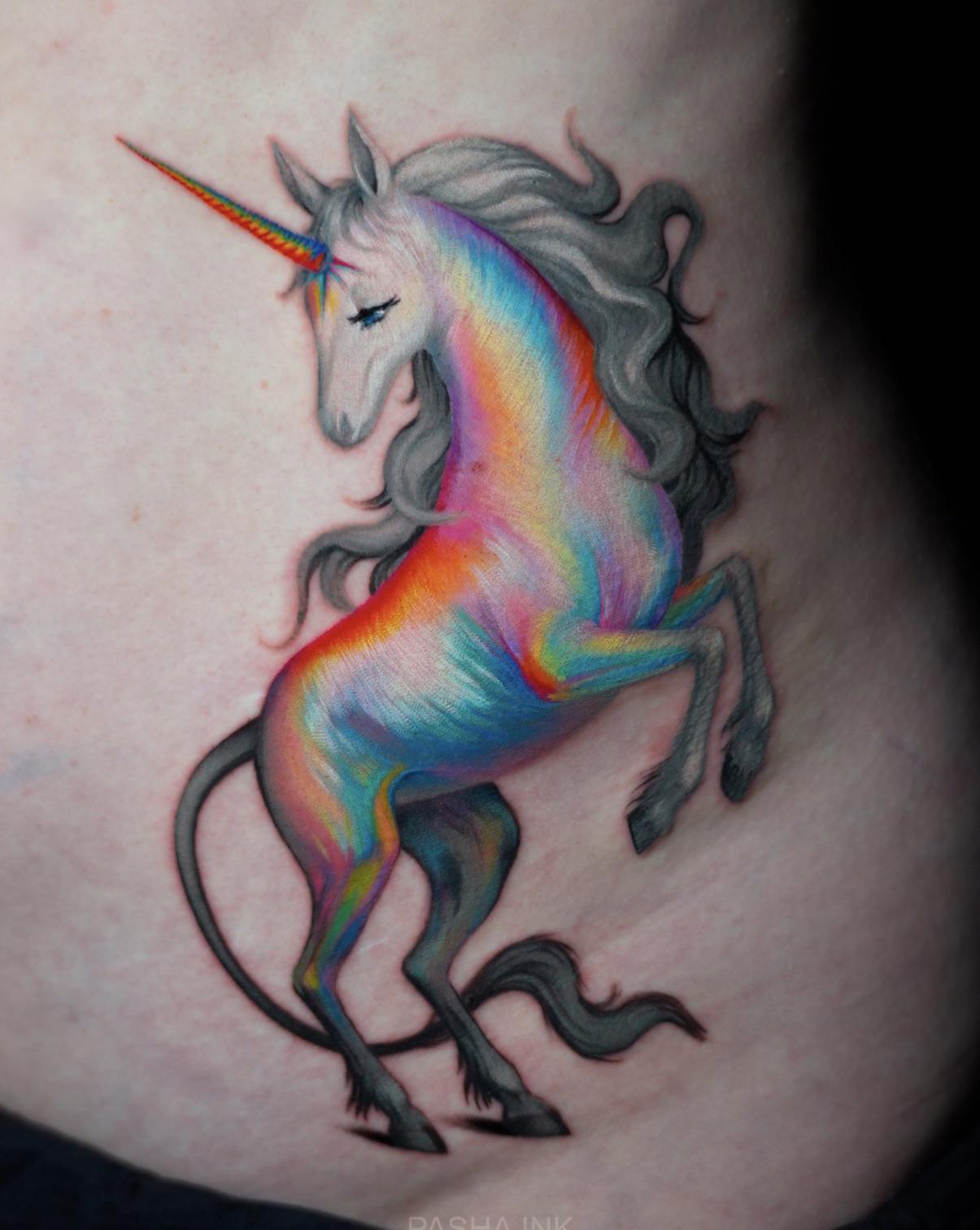 Vibrant rainbow unicorn with bold gradients and soft shading