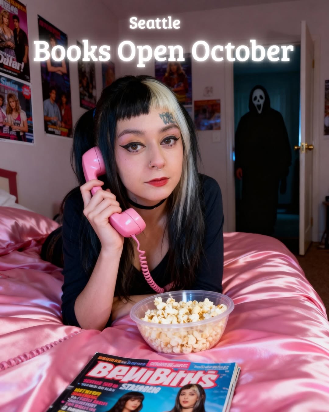 Small star-like tattoo above the left eyebrow.