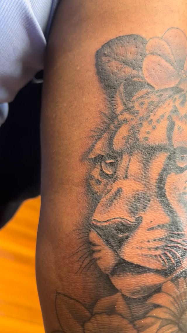 Striking black-and-gray tiger portrait with lifelike realism