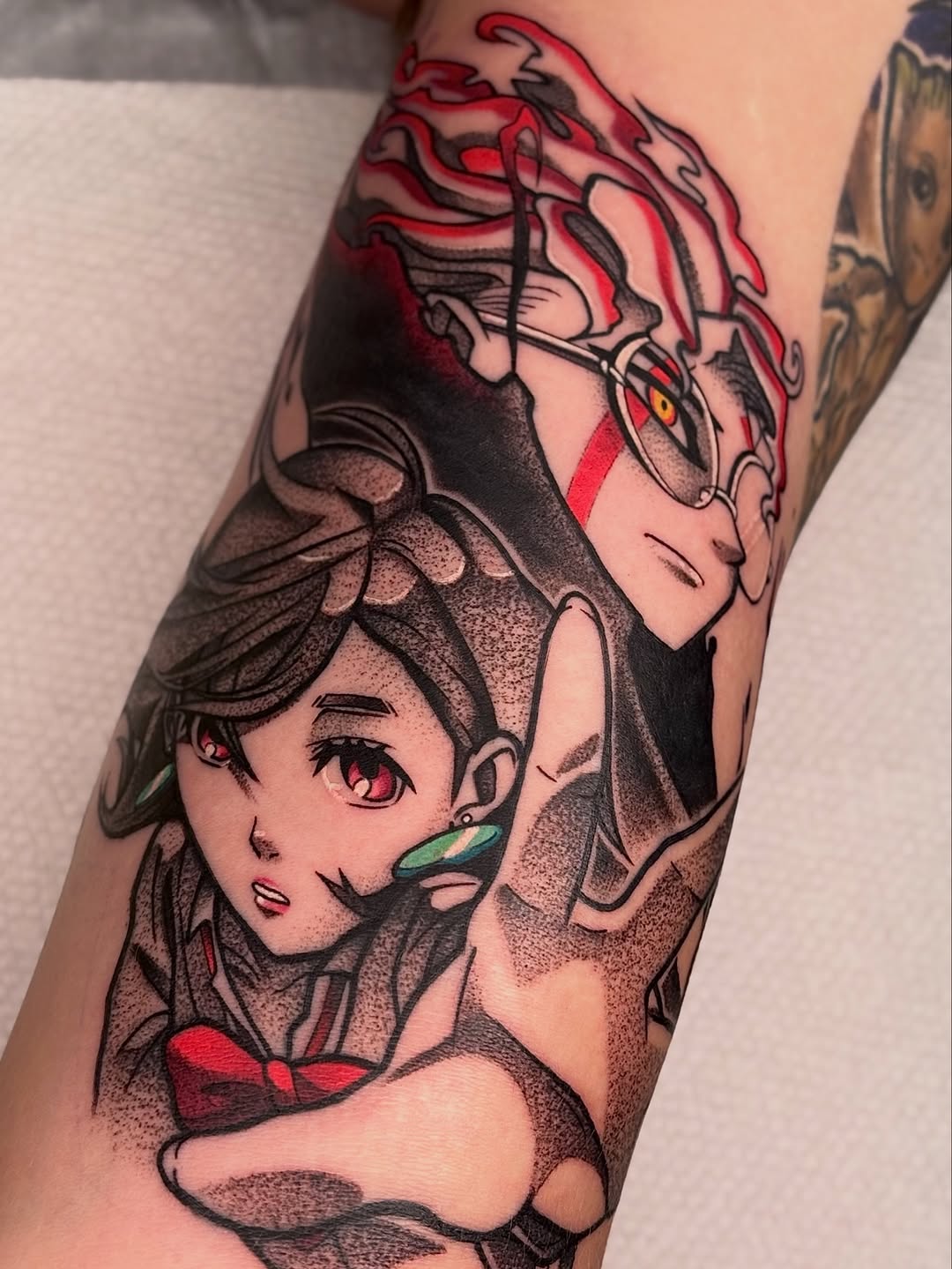 Vibrant Dandadan characters in bold linework, dot shading