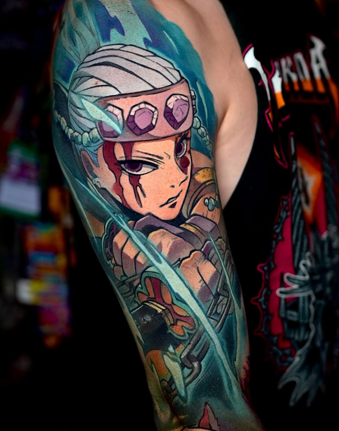 Vibrant Demon Slayer Tengen Uzui portrait in bold color