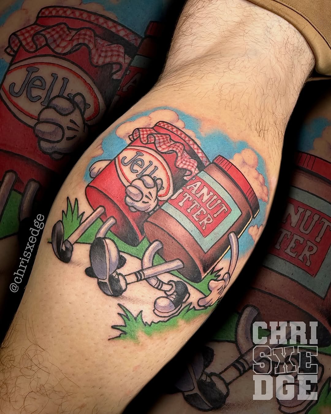 Vibrant cartoon peanut butter and jelly jars, bold outlines