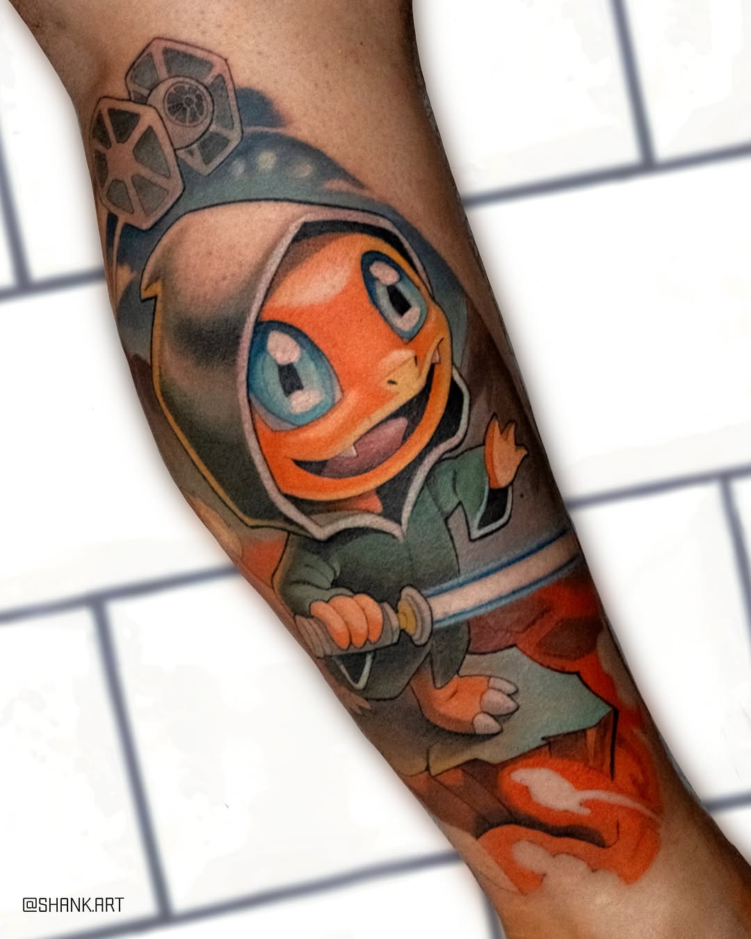 Chibi hooded adventurer with glowing blue blade