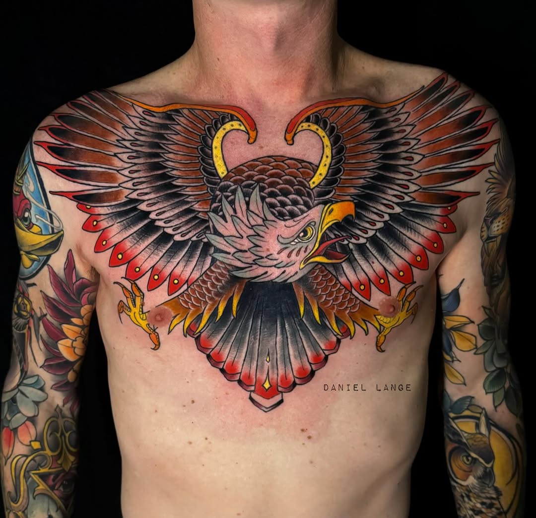 Colorful eagle chest piece
