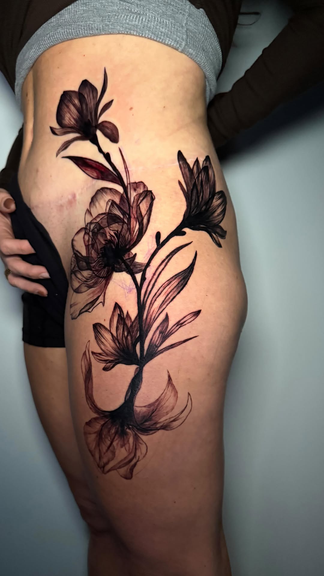 Elegant black floral composition with bold linework
