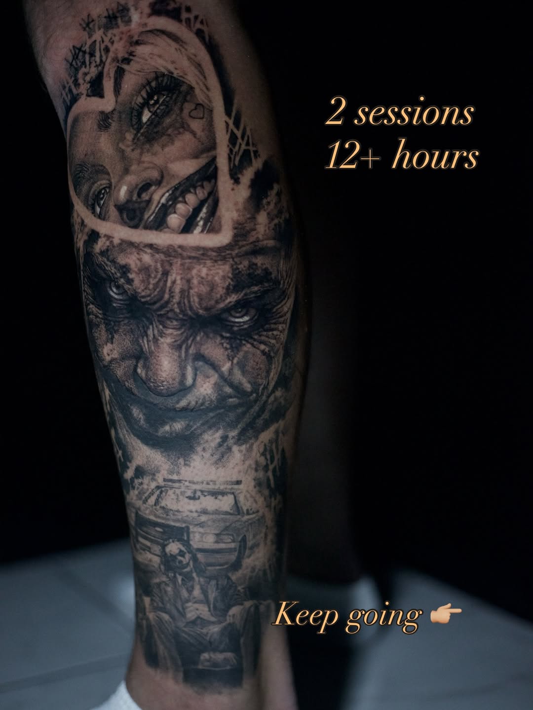 Monolithic black-and-gray realism forearm sleeve with tiger