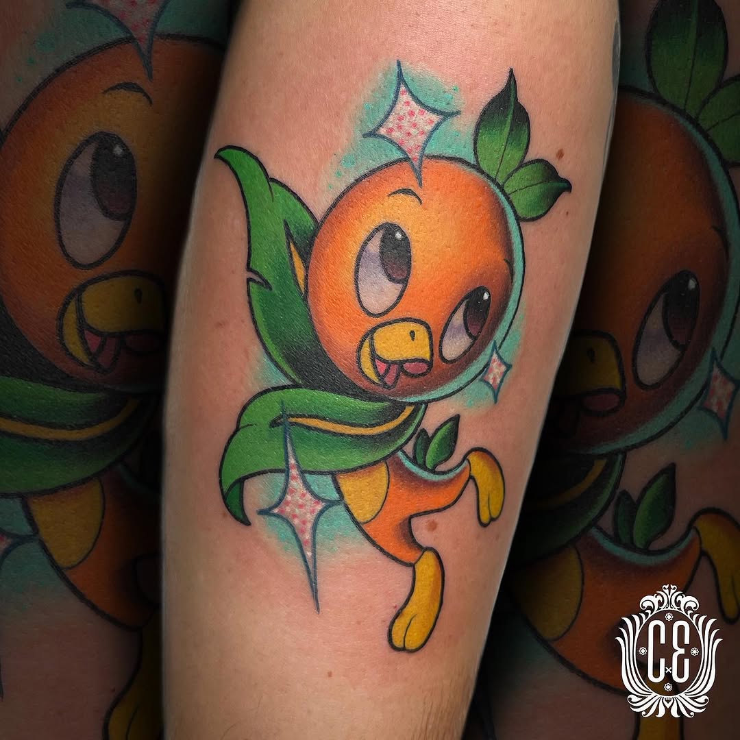 Cheerful Orange Bird character with bold black outlines.