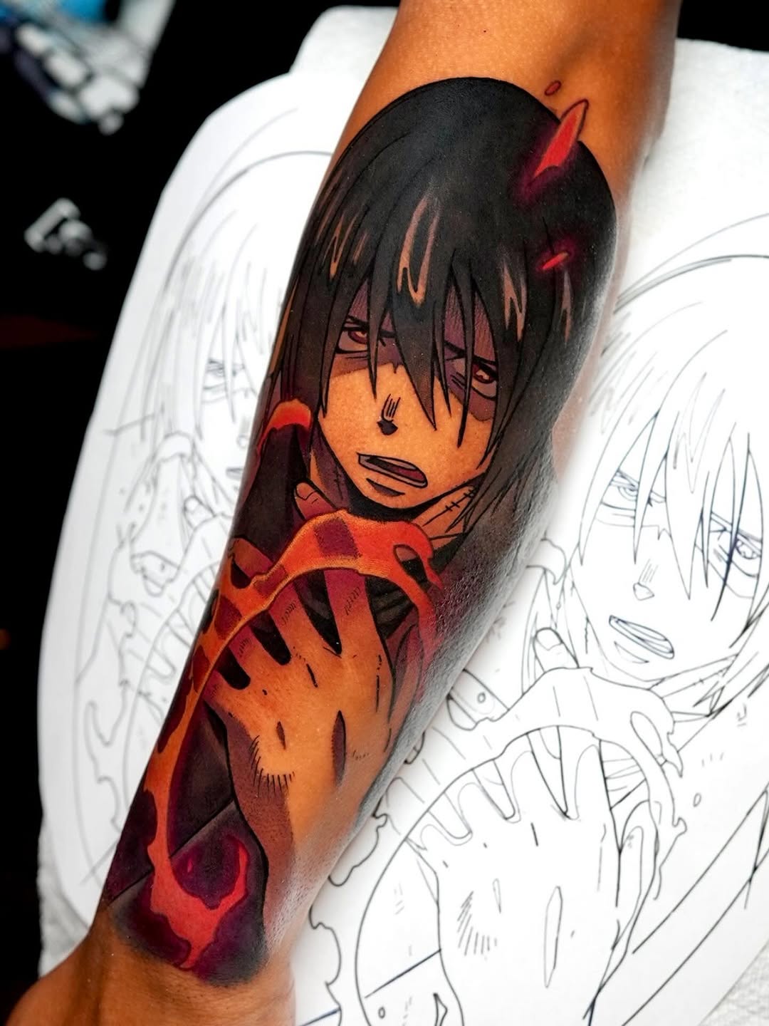 Vivid Benimaru from Fire Force, fiery flame accents