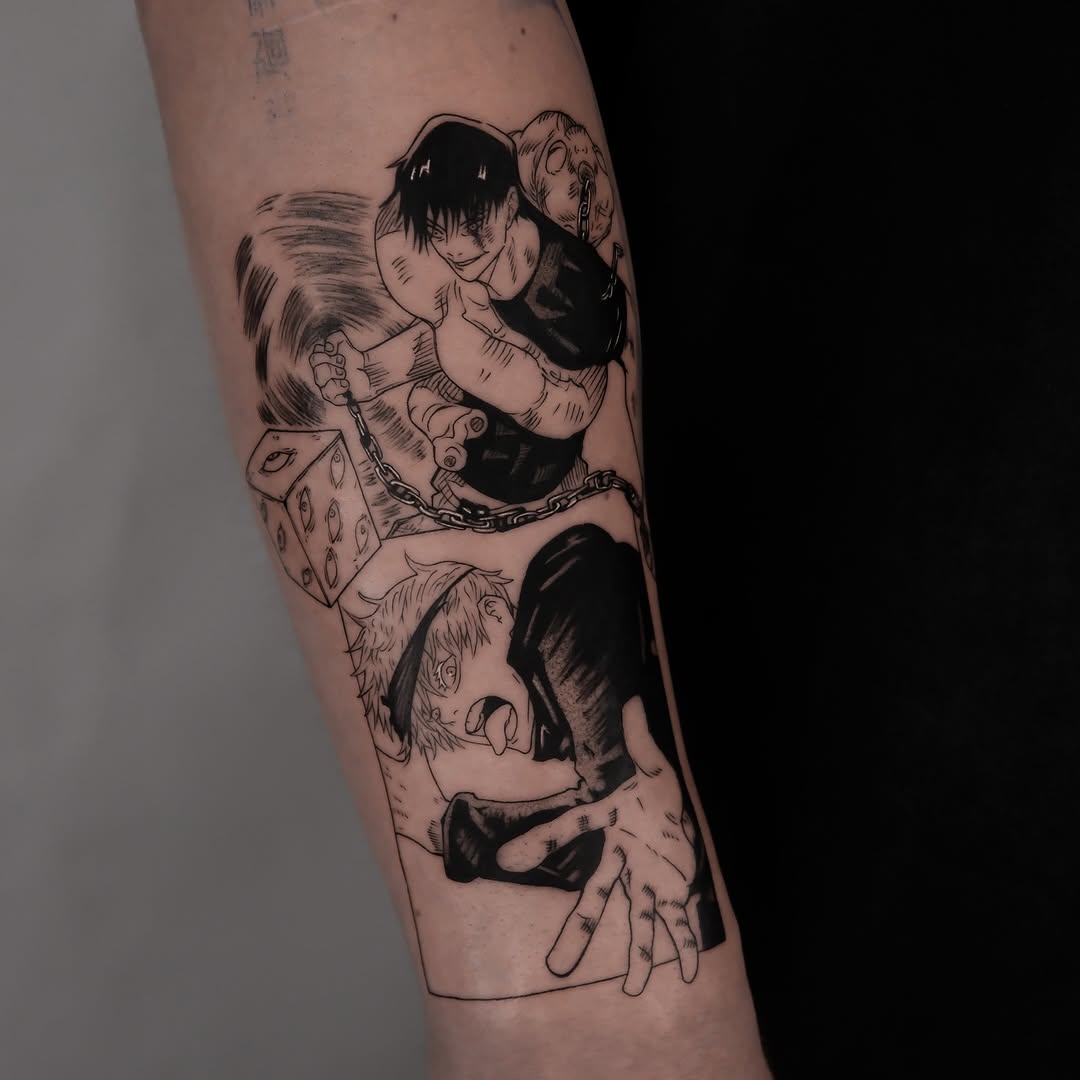 Bold blackline manga duo from JJK in high-contrast