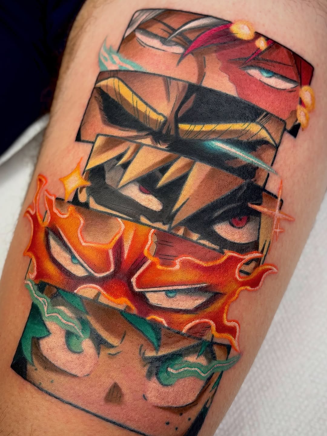 Fractured anime-panel collage honoring My Hero Academia