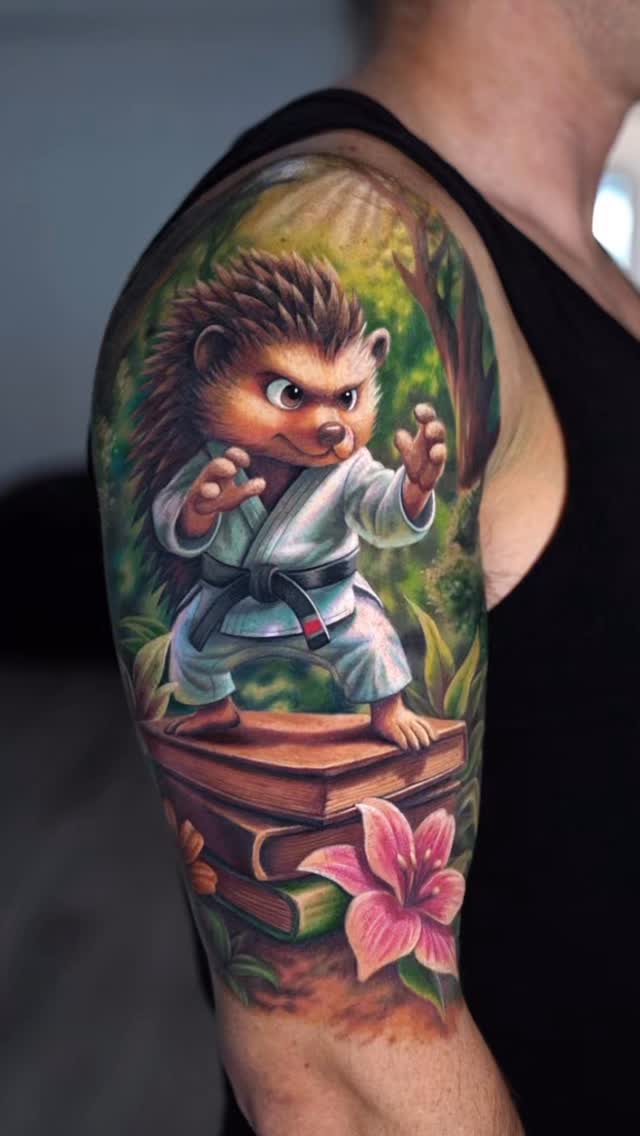 Colorful hedgehog tattoo