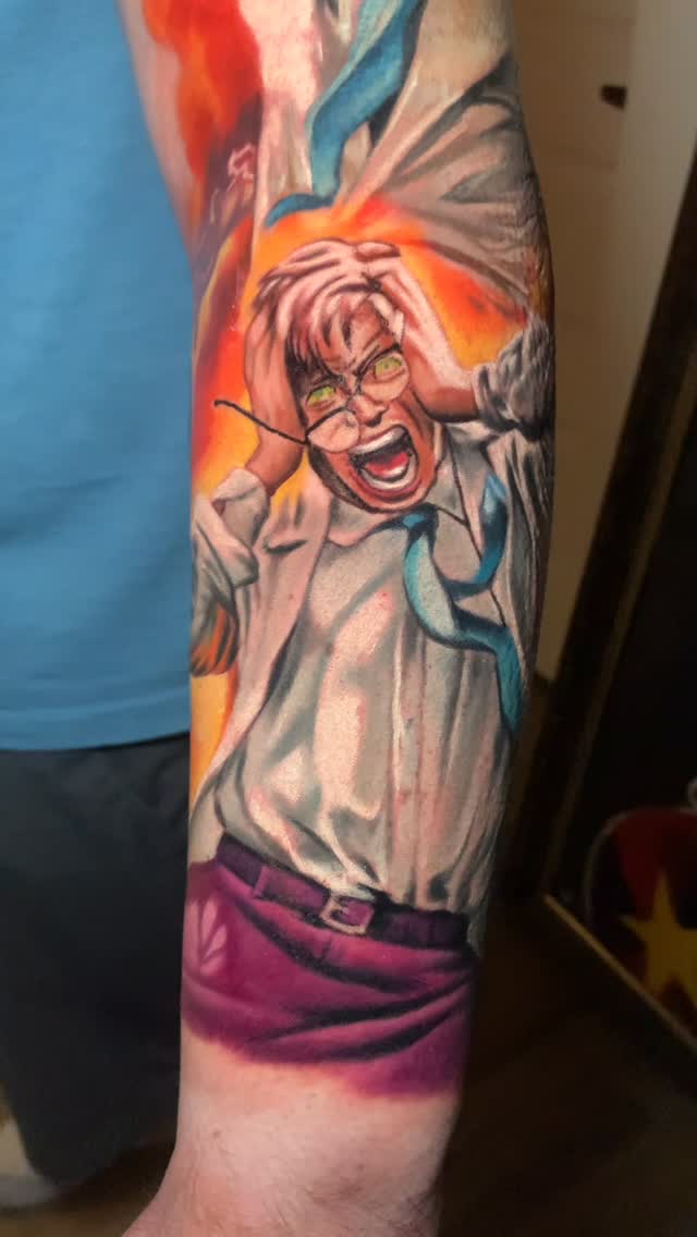 Vibrant Hulk transformation portrait of Bruce Banner