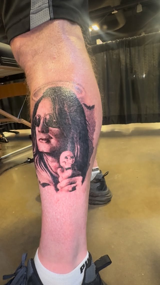 Monochrome portrait on calf with a small skull