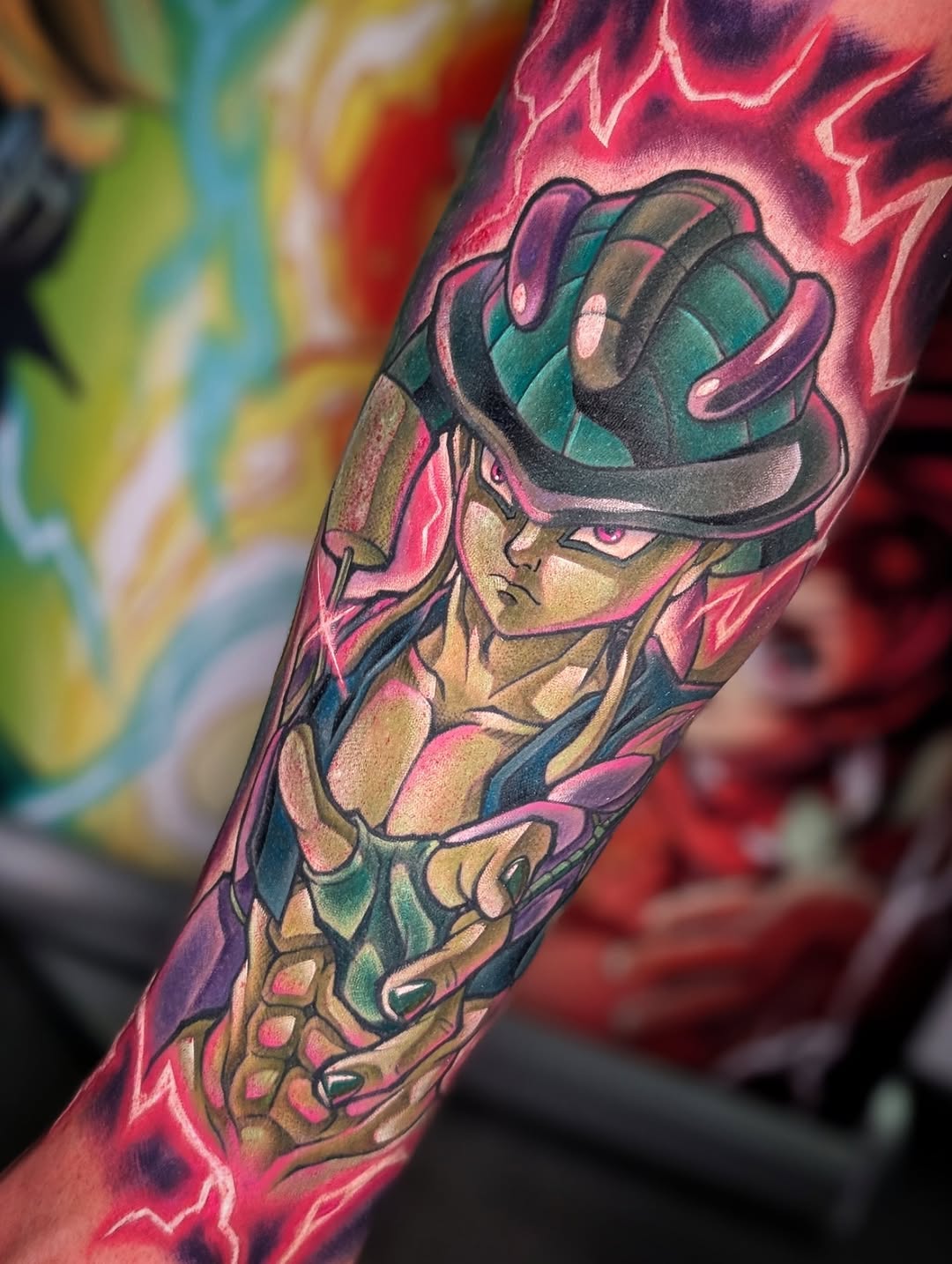 Vibrant Meruem portrait in neon hues with dynamic energy