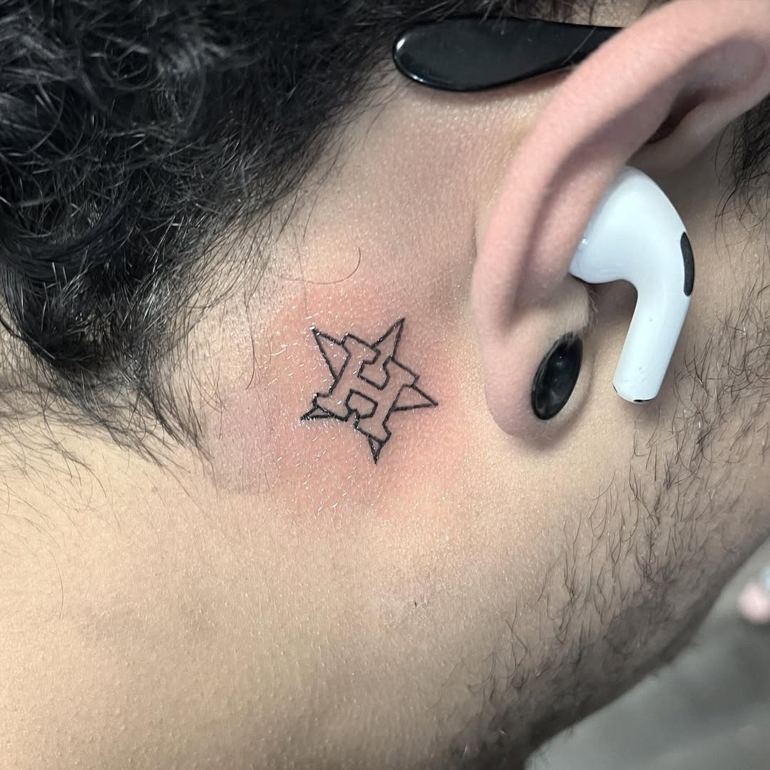 Geometric starburst outline with crisp, bold lines