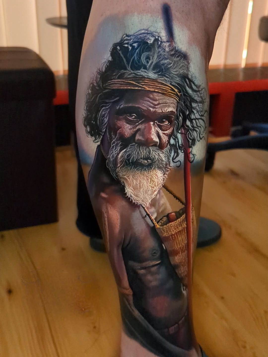 Hyper-realistic elderly sage portrait with weathered beard