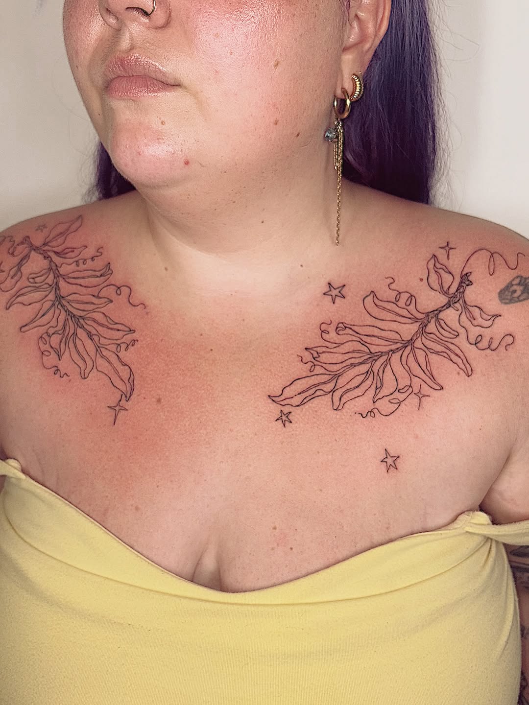 Floral tattoos with stars