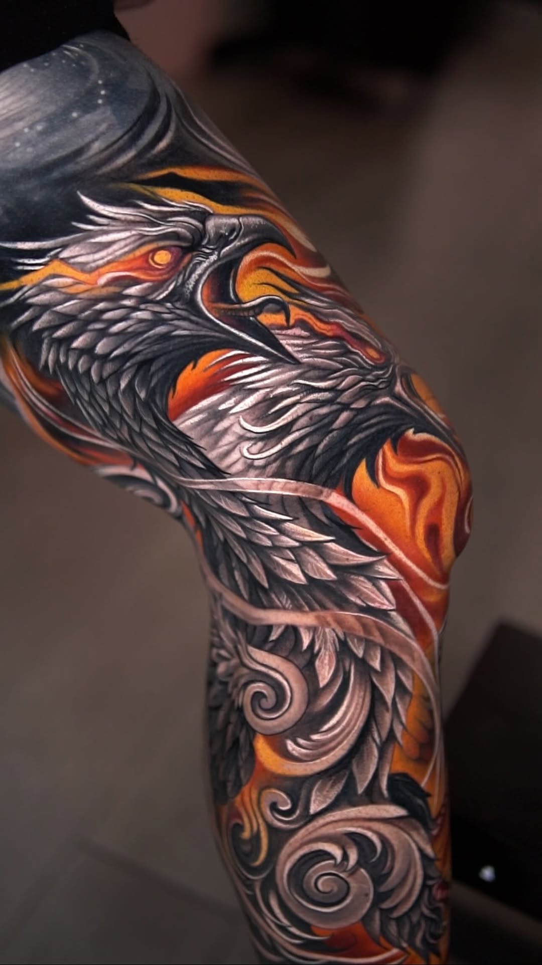 Phoenix rising from flames