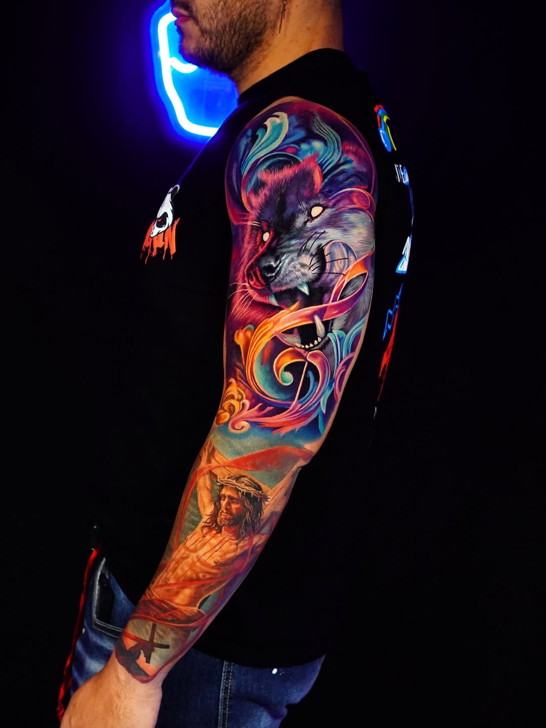 Color realism full sleeve tattoo