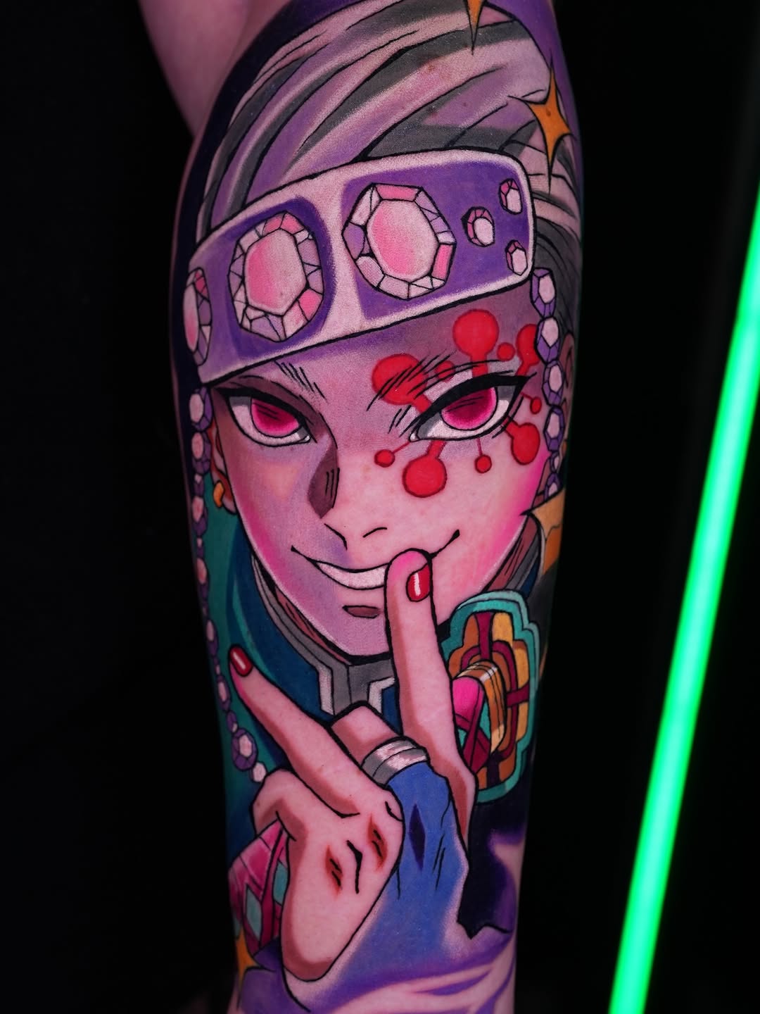 Vibrant anime-style Demon Slayer portrait with bold lines