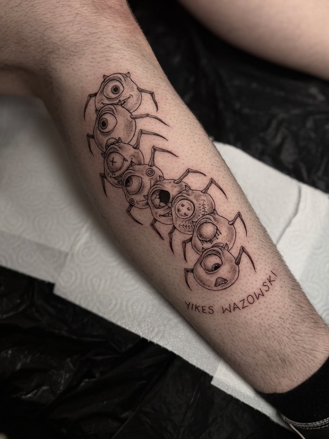 Series of googly-eyed cartoon monsters with stitched faces.