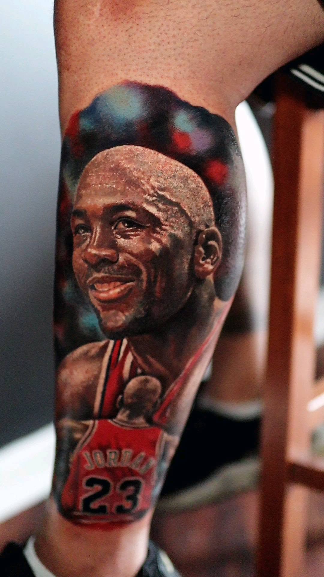 Hyper-realistic calf portrait of a basketball legend
