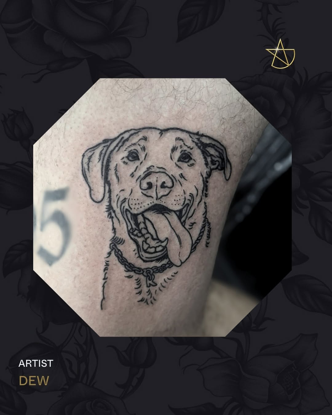 Playful Labrador head with bold outlines and tongue out