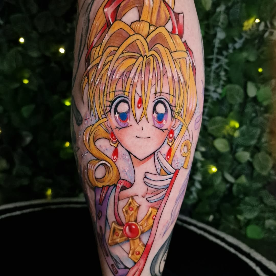 Vibrant Kamikaze Kaitou Jeanne anime portrait on calf
