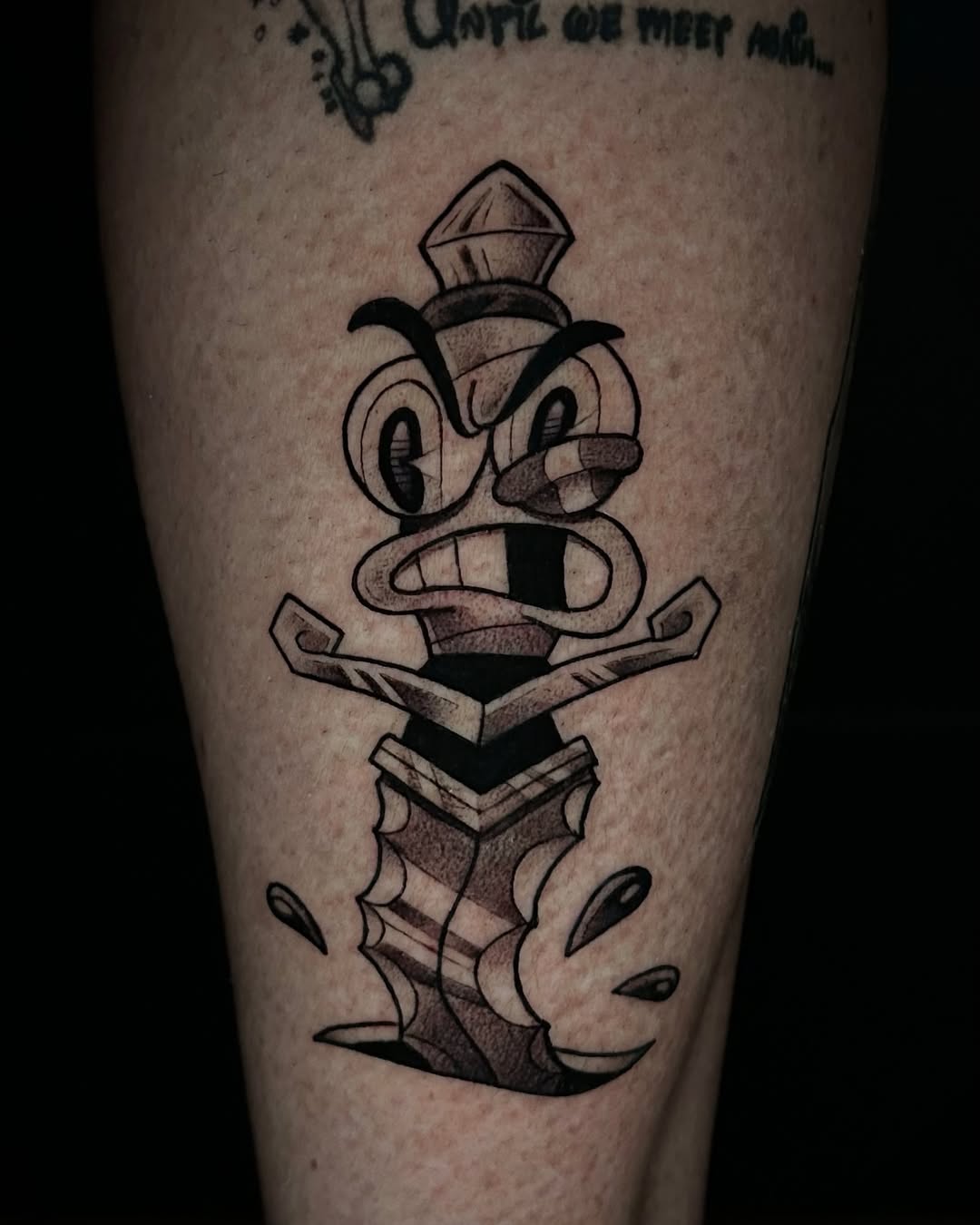 Rubberhose traditional dagger with bold, cartoonish linework