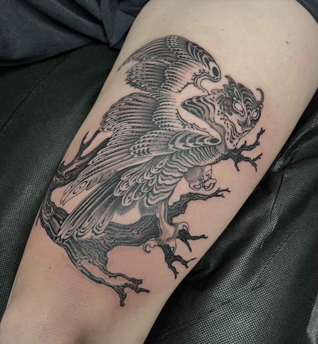 Owl on a gnarled branch