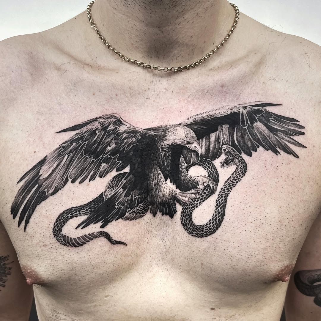 Eagle and snake tattoo