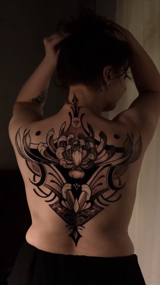Intricate blackwork back piece